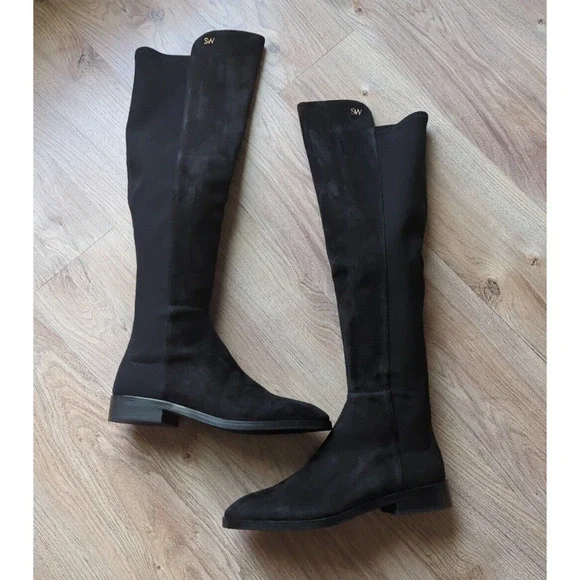 Stuart Weitzman 5050 Black Suede Knee High Boots$795